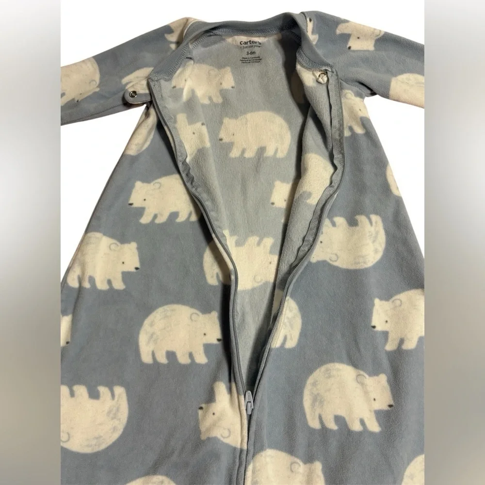 Carter's Gray and Cream Sleep Sacks with Sloth Pattern New without label
